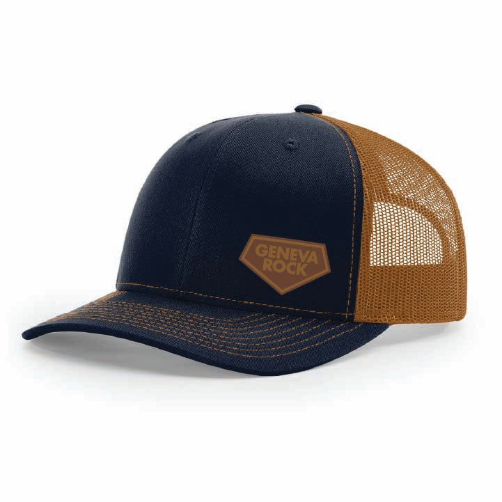 GRP Navy/Caramel Mid-Profile Leather Logo Patch Hat